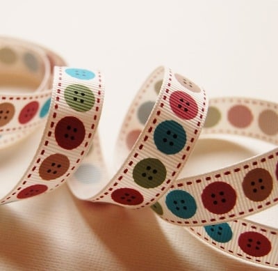 Berties Bows Button Print - 16mm