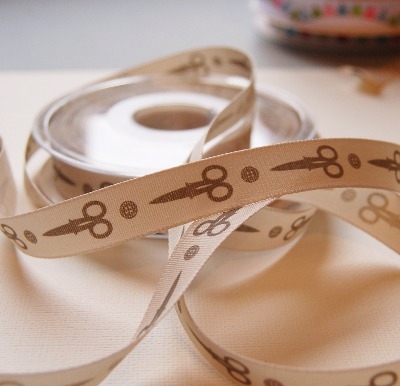 Berisfords Natural Charms Buttons and Scissors Ribbon 15mm
