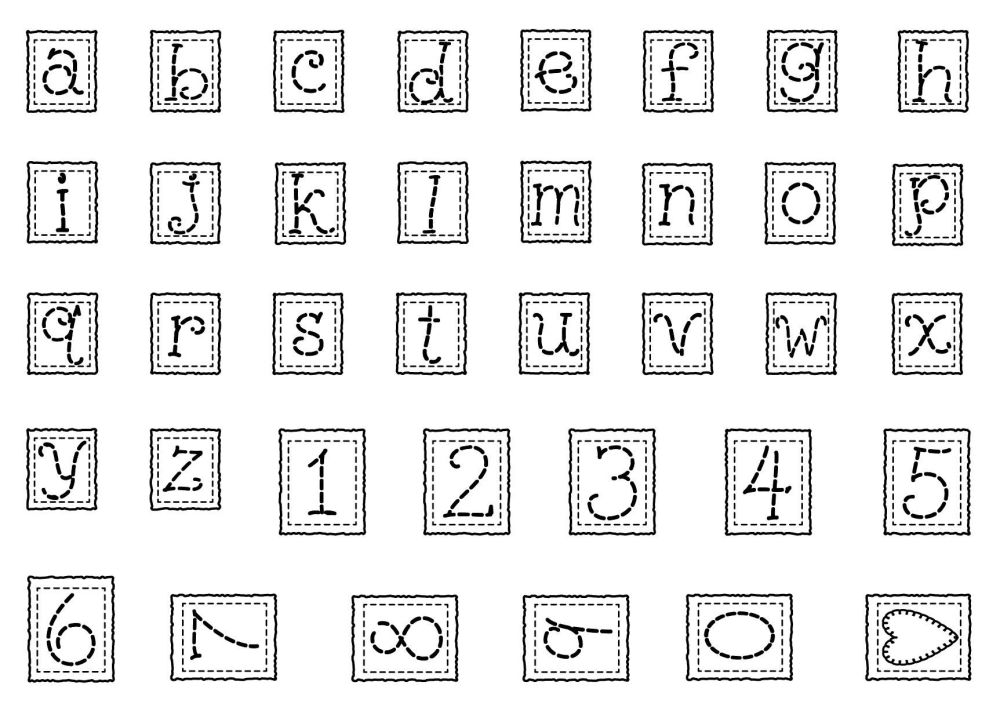 A6 Stitched Alphabet Lower Case and Numbers