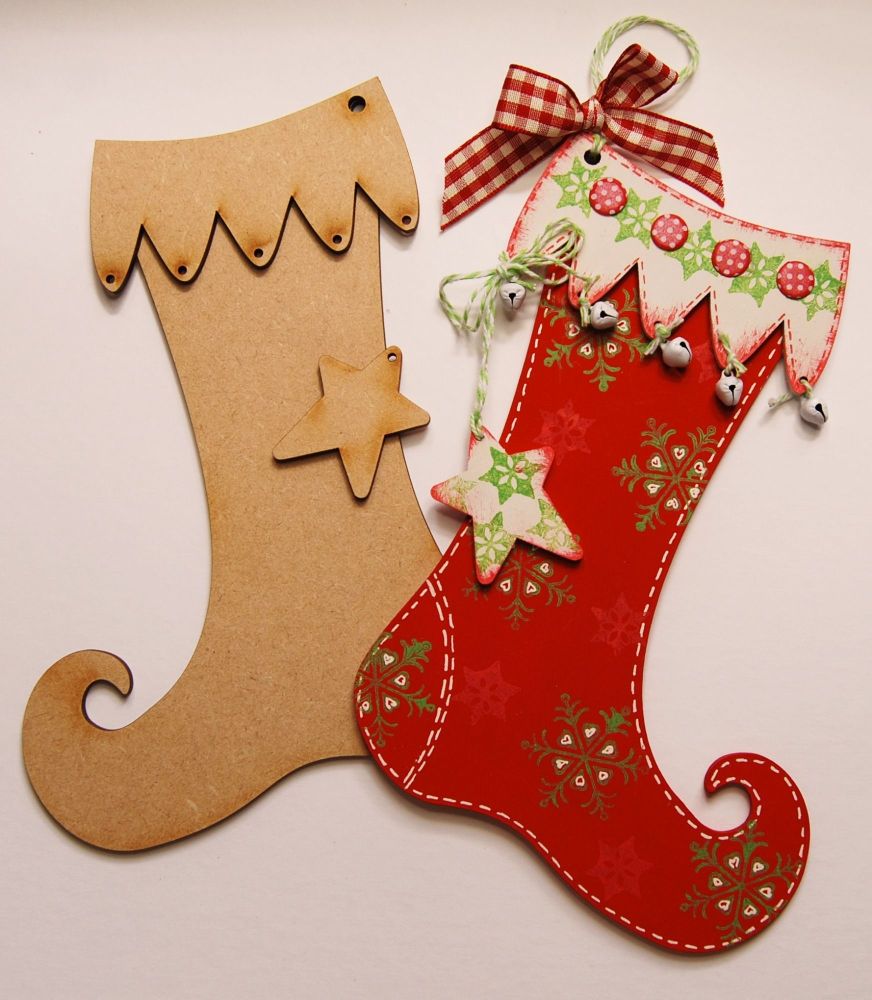 MDF Christmas Stocking Kit (includes bells and ribbon)