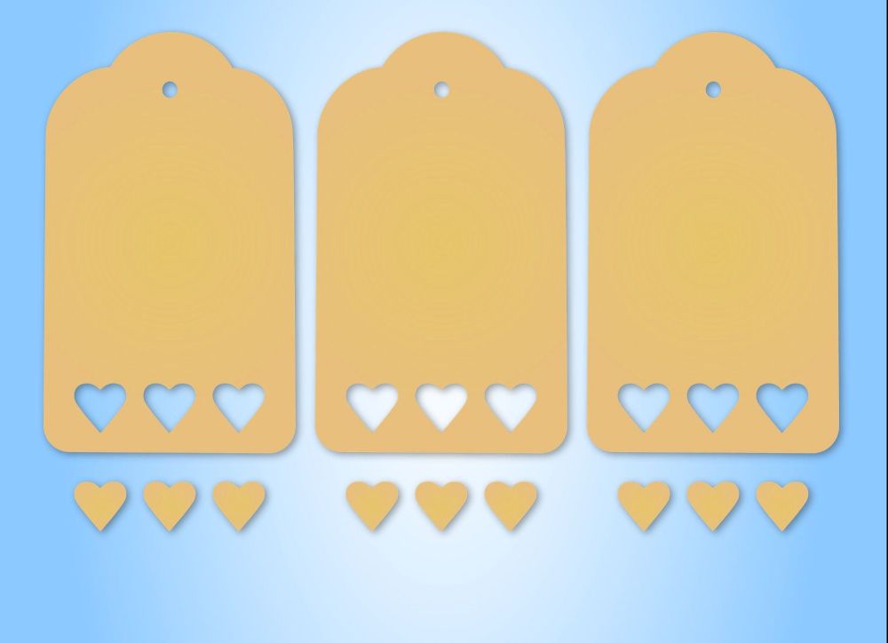 MDF Large Tags with Heart Cut Out set of 3