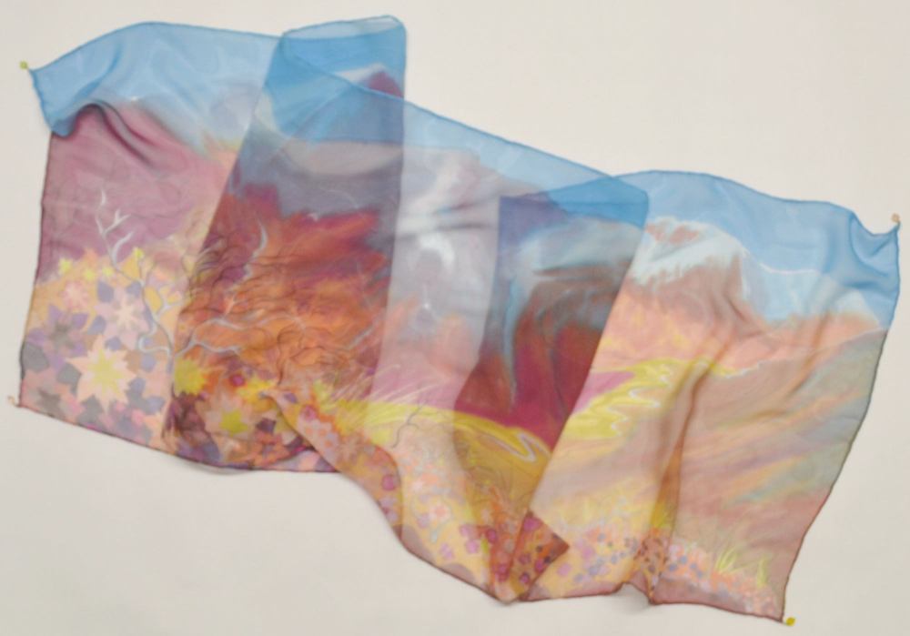 View, Carn A' Mhaim landscape georgette silk scarf