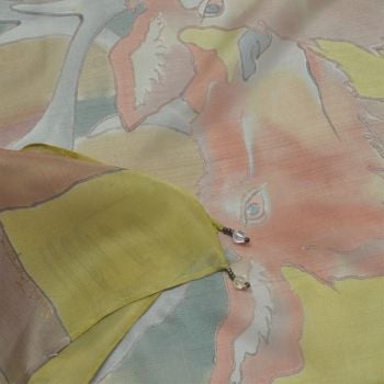 Hand painted silk scarf with a design of red deer stags