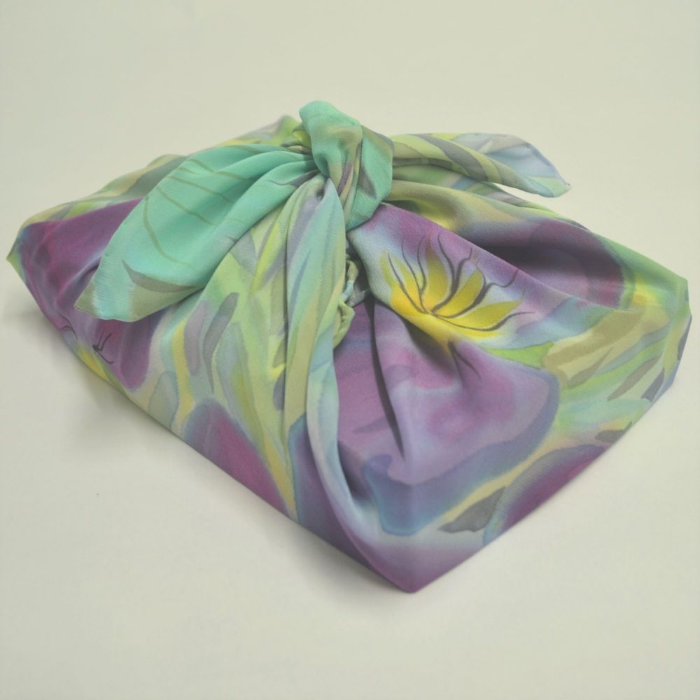 Hand painted silk furoshiki, neckerchief by Susie Thompson