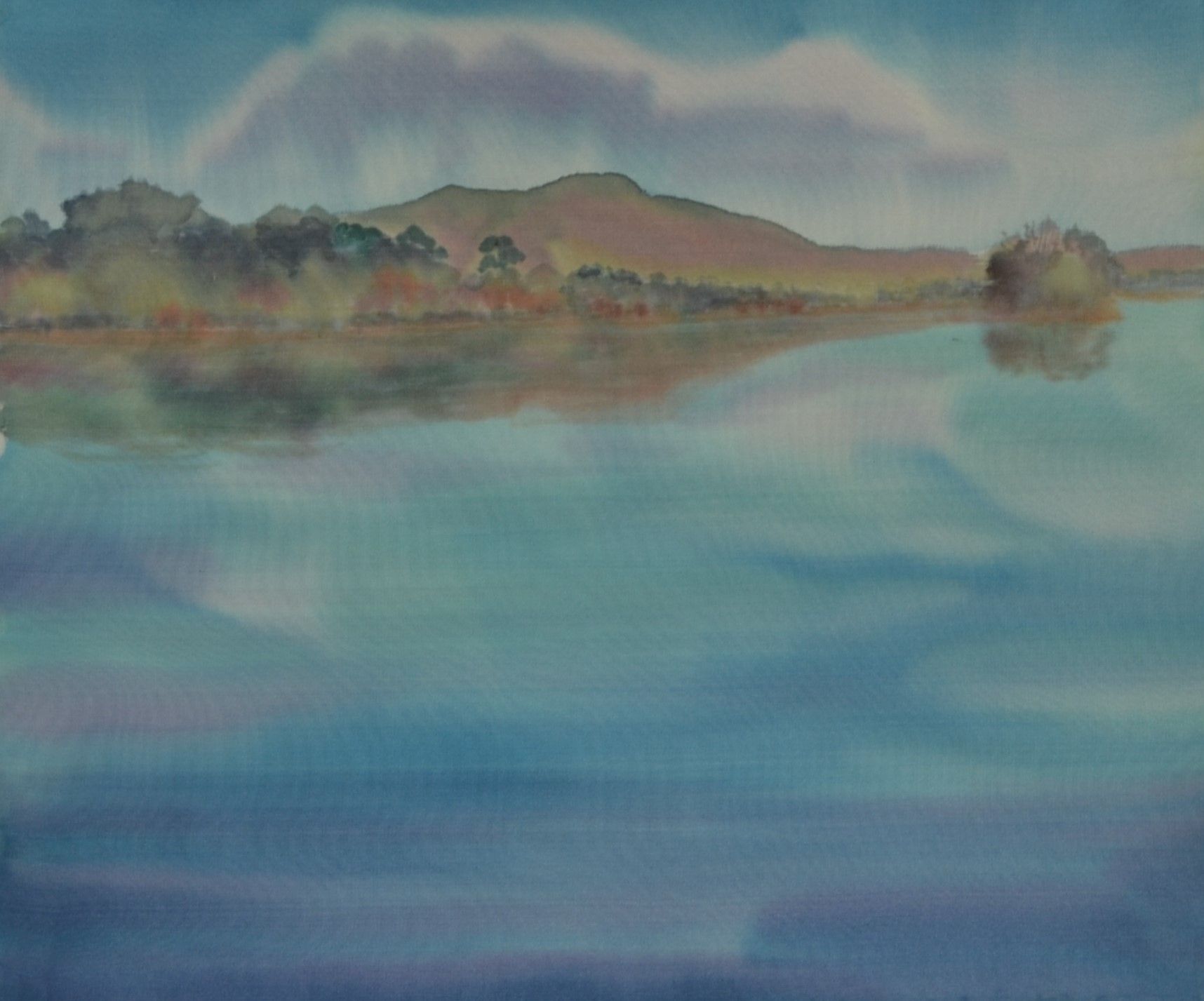 Hand painted silk of Loch Leven