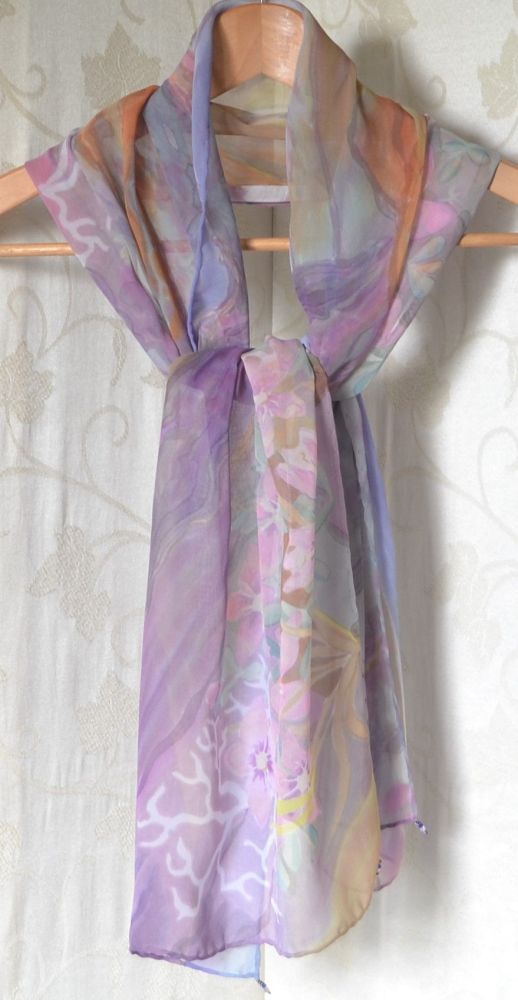 Hand painted silk scarf