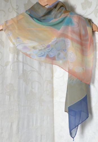 Hand painted silk scarf