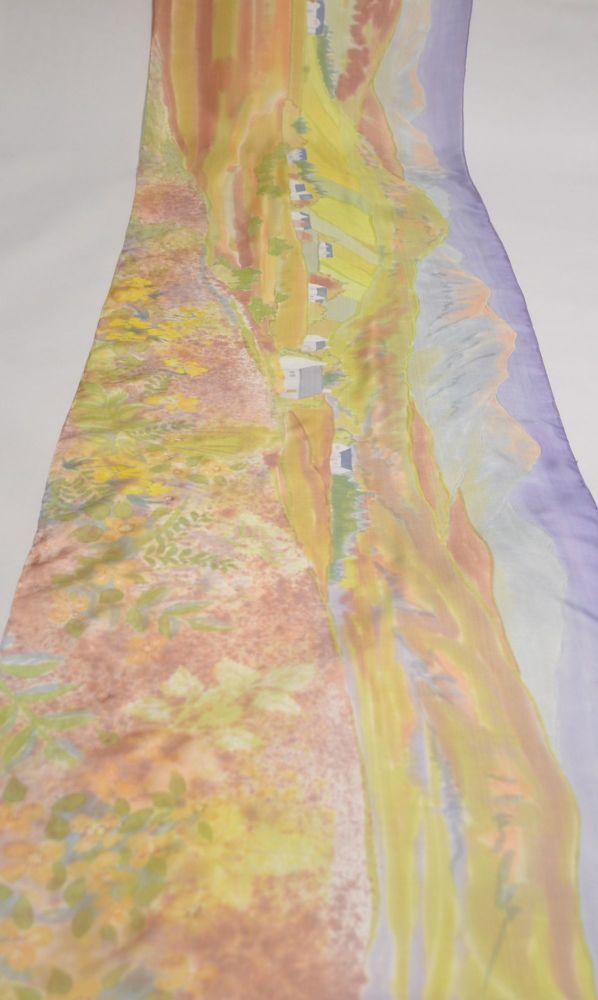 Hand painted silk scarf