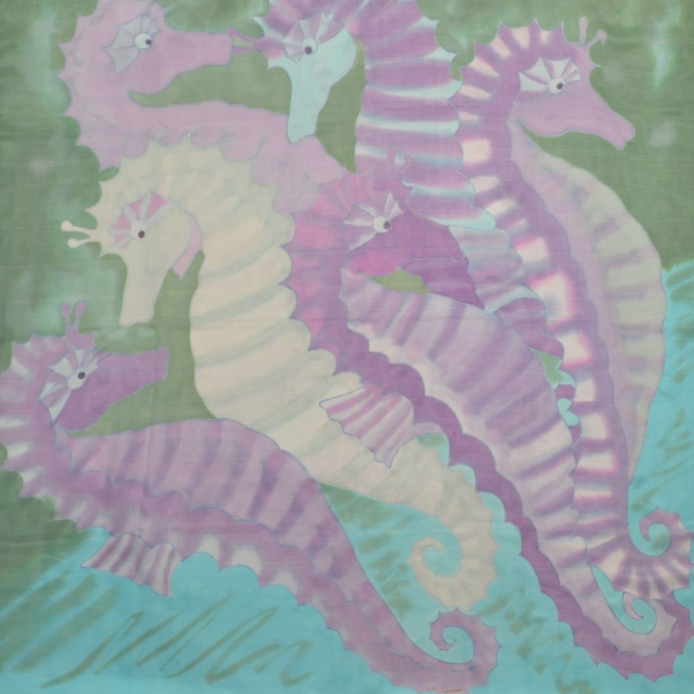 Hand painted silk scarf with a unique design by Susie Thompson
