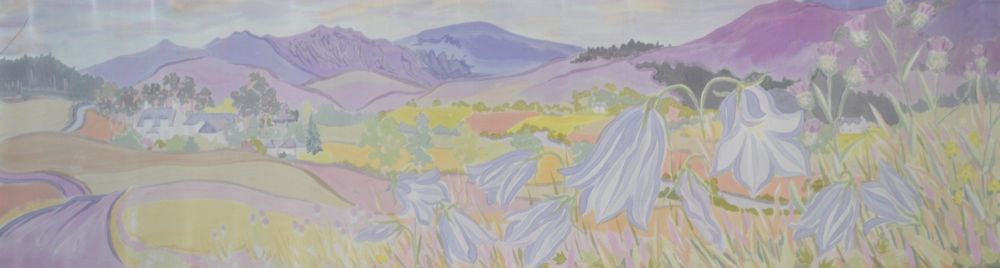 Hand painted silk scarf with a unique design by Susie Thompson