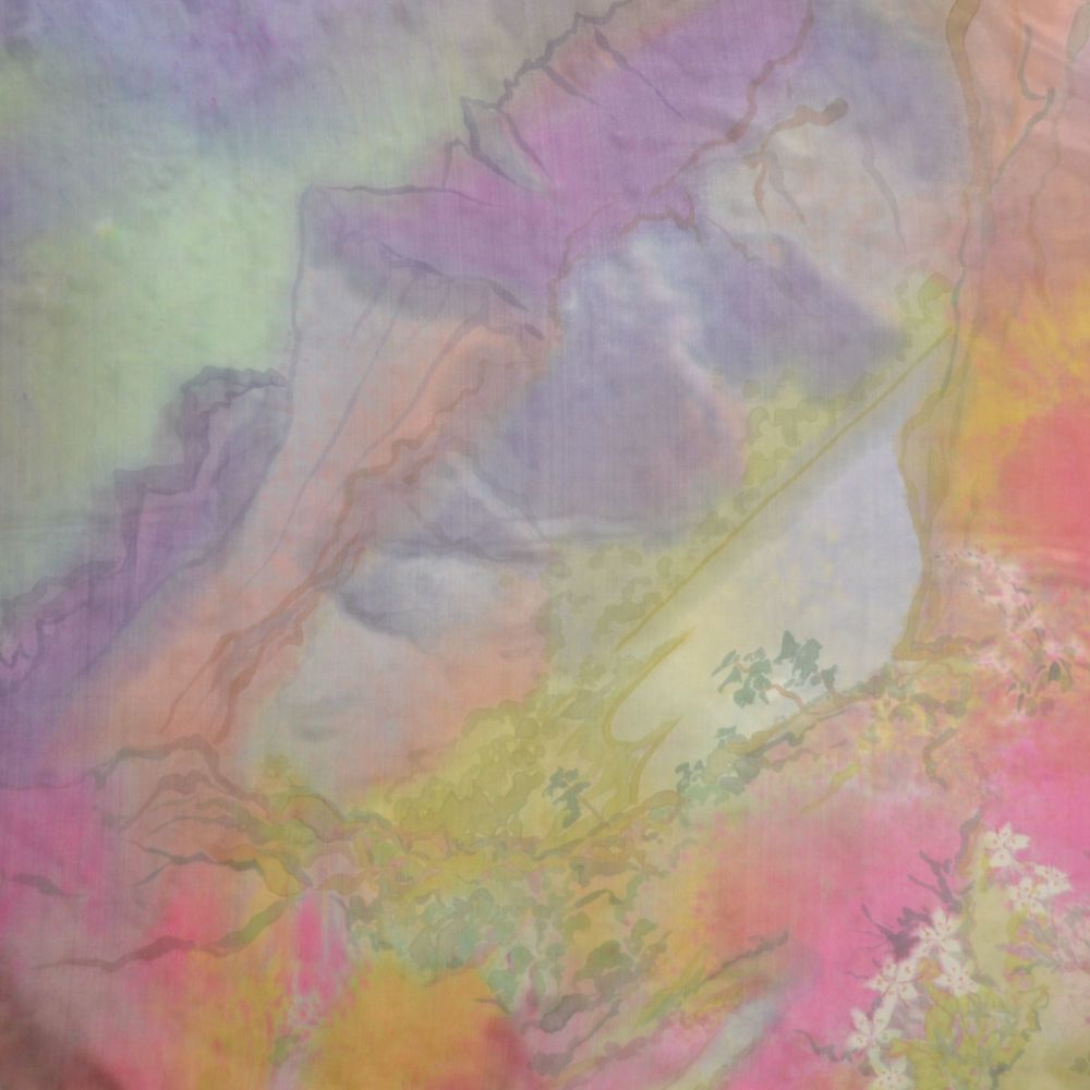 Hand painted silk square of Scottish landscape