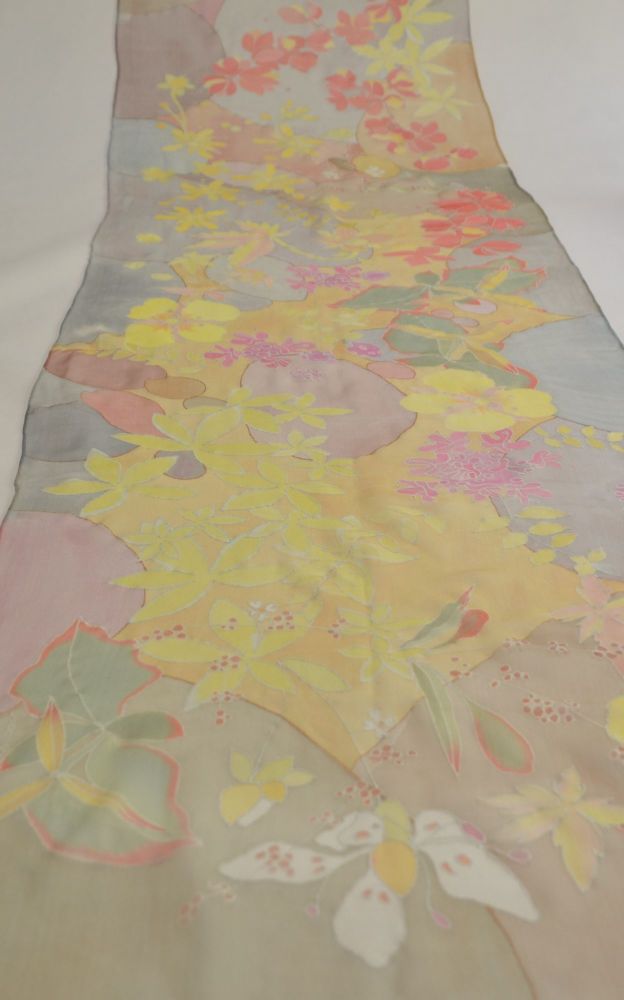 Hand painted silk scarf of Scottish wildflowers