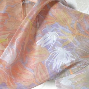 Hand painted silk scarf of Scottish wildflowers