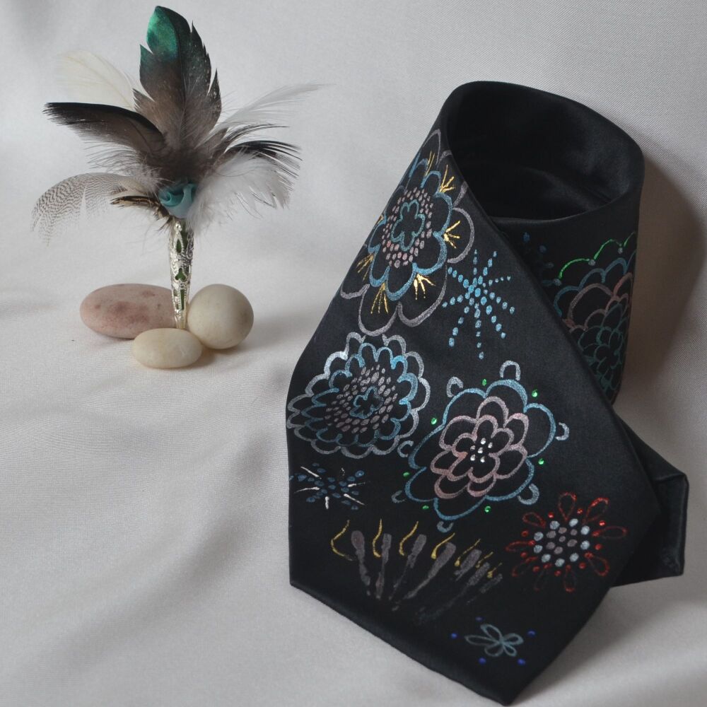 feather buttonhole and tie