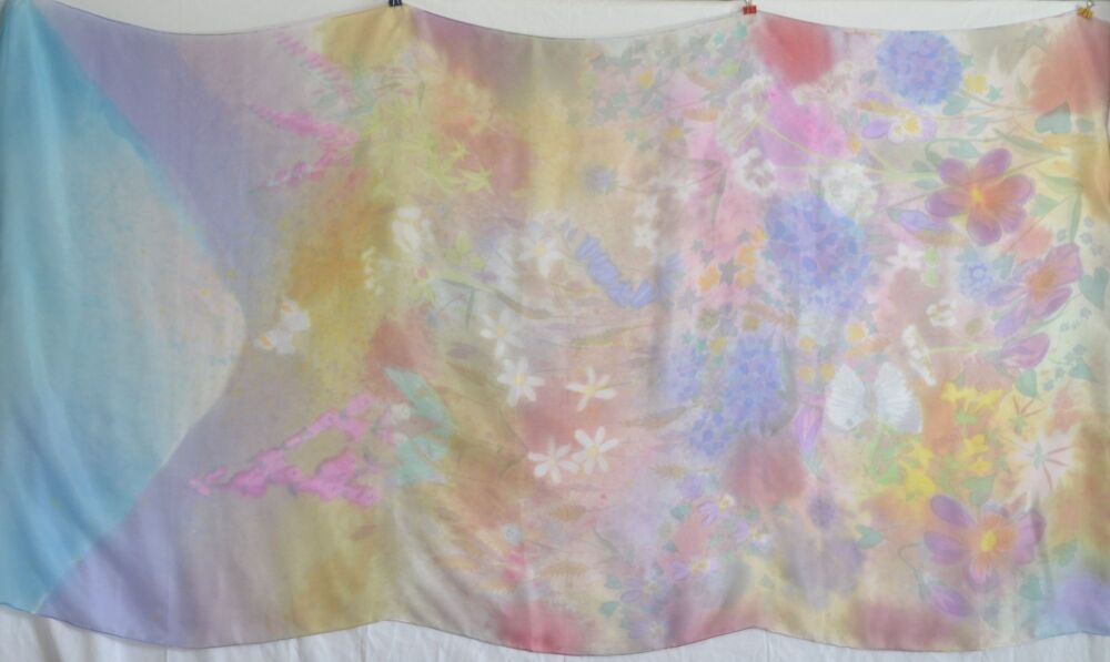 hand painted silk shawl