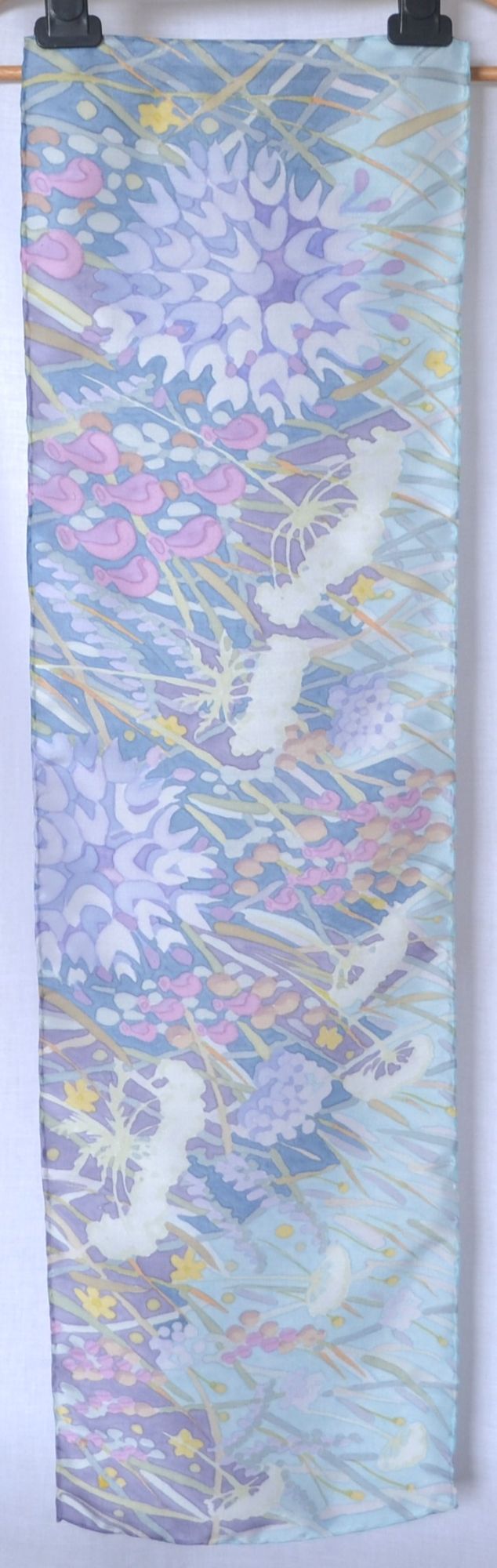 Silk scarf with flowers painted on