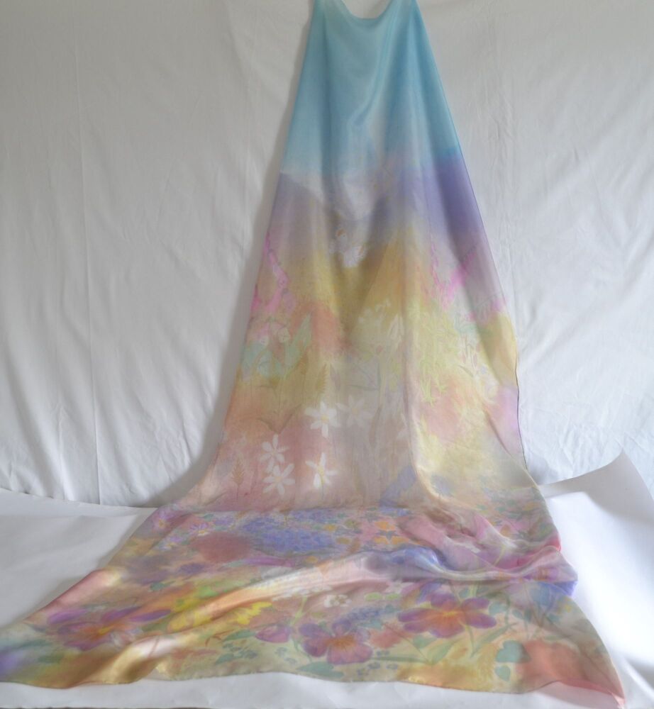 Hand painted silk shawl