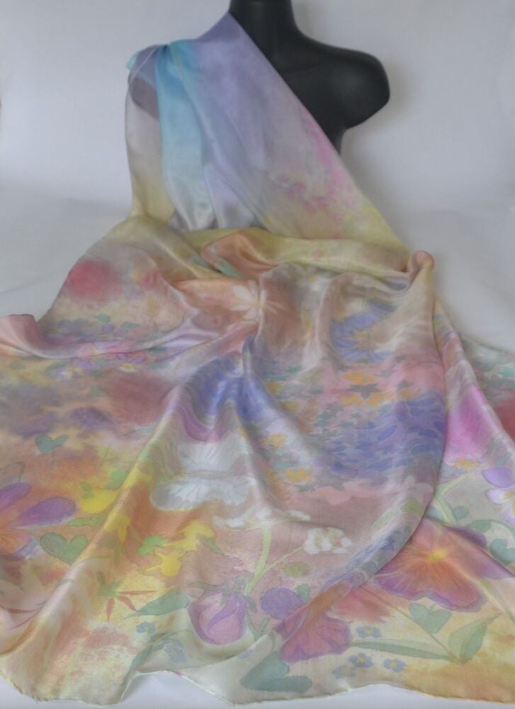 hand painted silk shawl