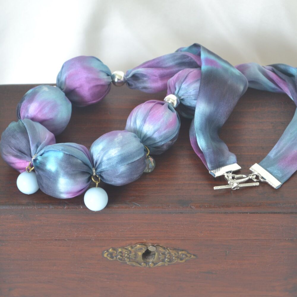 beaded silk necklace