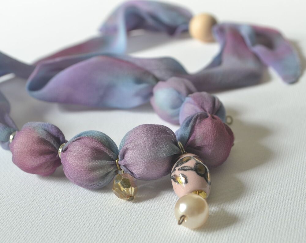 Beaded silk necklace