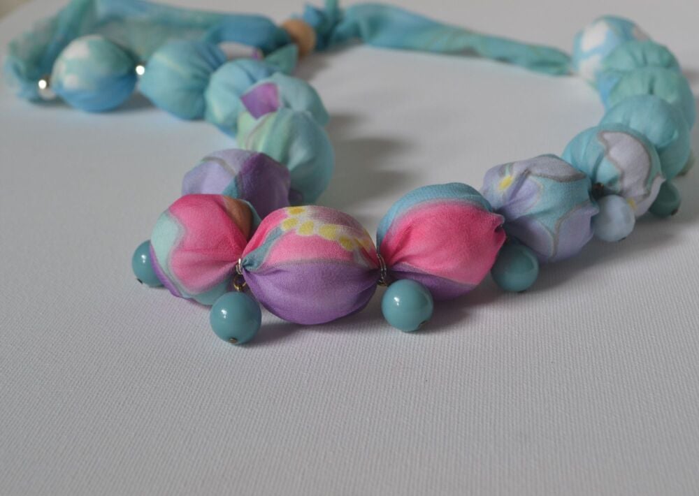 beaded silk necklace