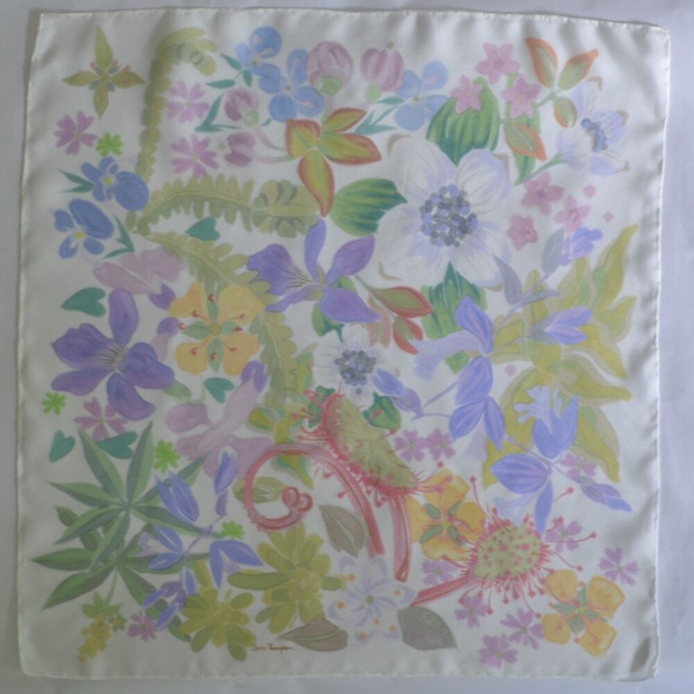 silk neckerchief painted with wildflowers