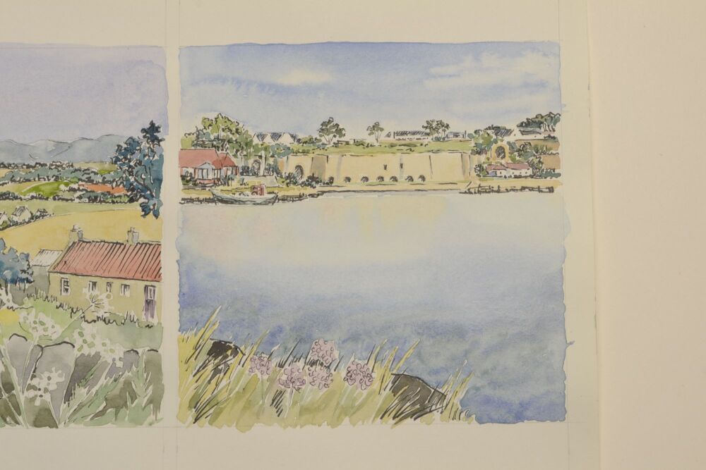 ink and watercolour of old kilns