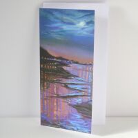 greetings card of a night scene at river estuary