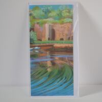 greetings card of a pastel of an old harbour