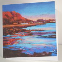 Card with a pastel of trees and water