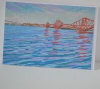 card with a pastel of the river Forth and its crossings