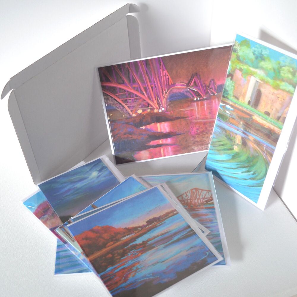 Collection of 8 pastel art greetings cards