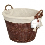 Round Wicker Log Basket with Jute Lining