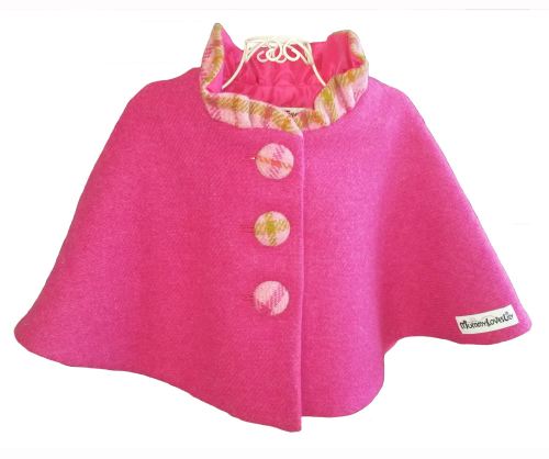 'Harris Tweed' Collared Cape (Bubblegum Pink) Sizes 1-2 years