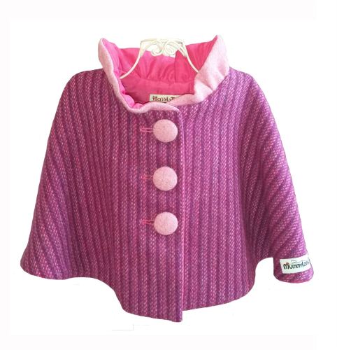 'Harris Tweed' Collared Cape (Purple Kaona) Sizes 2-3 years
