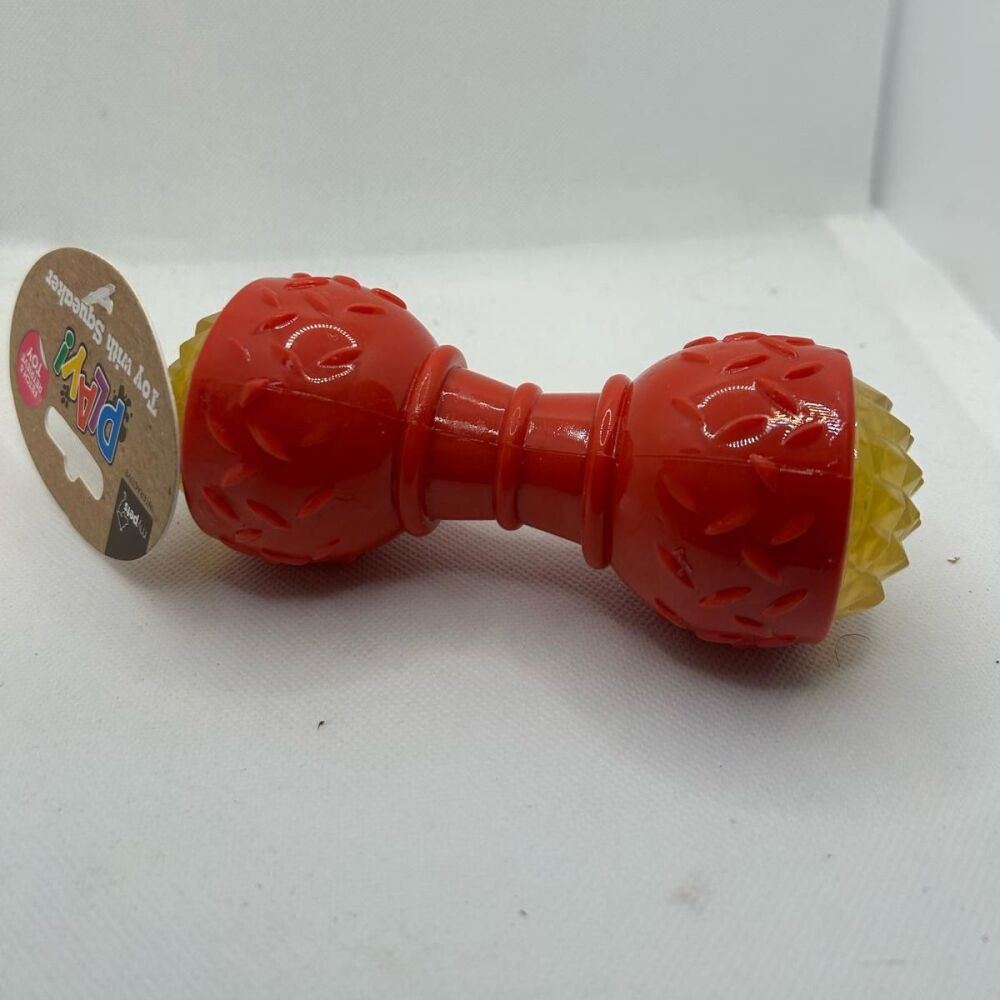 Play Toy with Squeaker - Red and Yellow