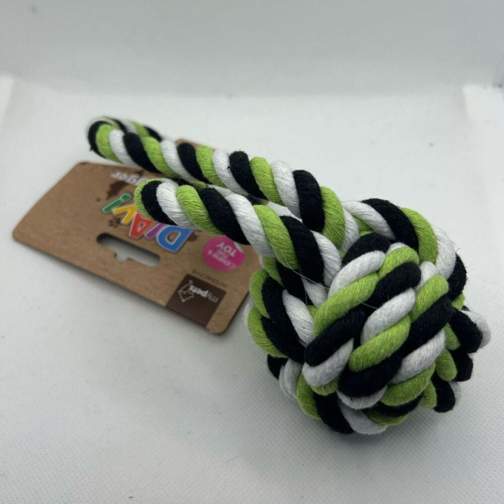 Play Rope Ball Tugger - Green, White and Black