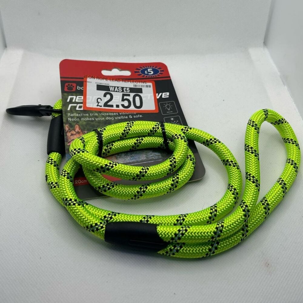 Neon Reflective Rope Lead Yellow