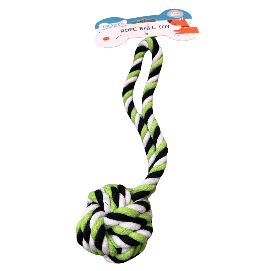 Chester's Rope Ball Toy - Green, White and Black