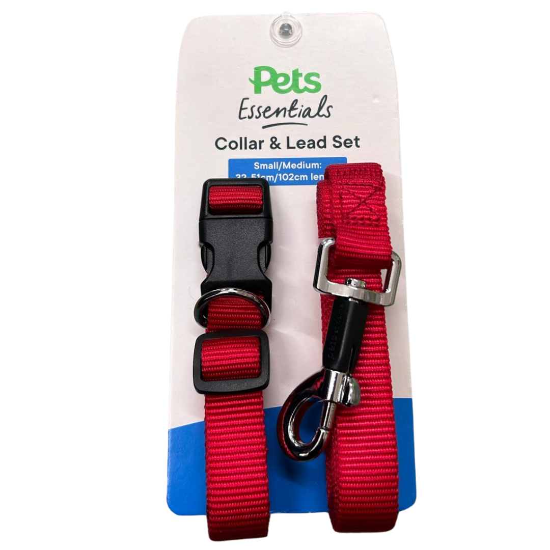 Essential Collar and Lead Set Small/Medium - Red