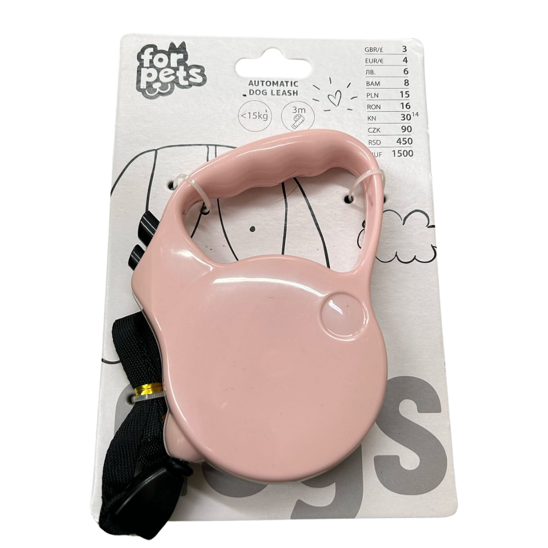 For Pets Automatic Dog Lead - Pink