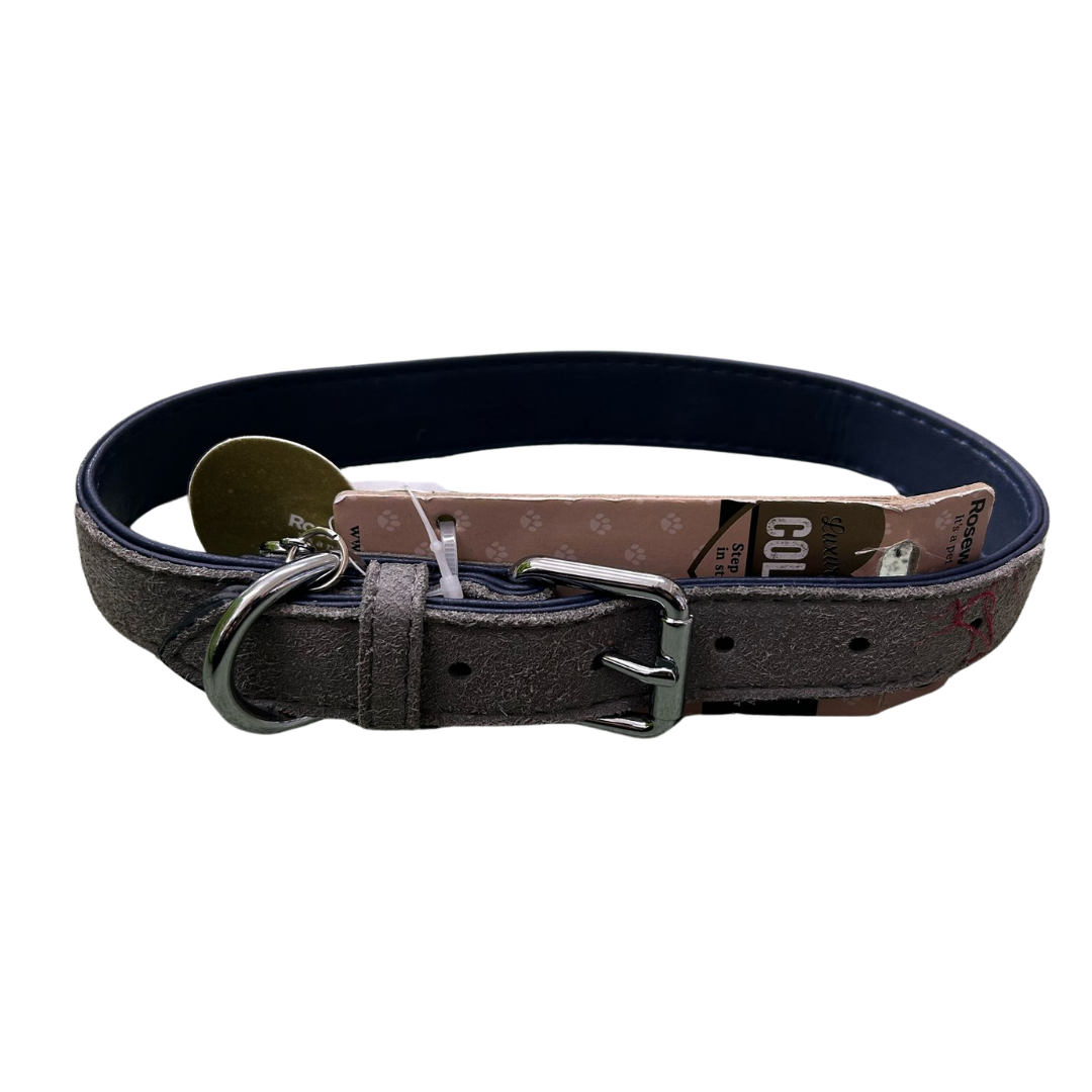 Rosewood Dog Collar Large Grey & Navy