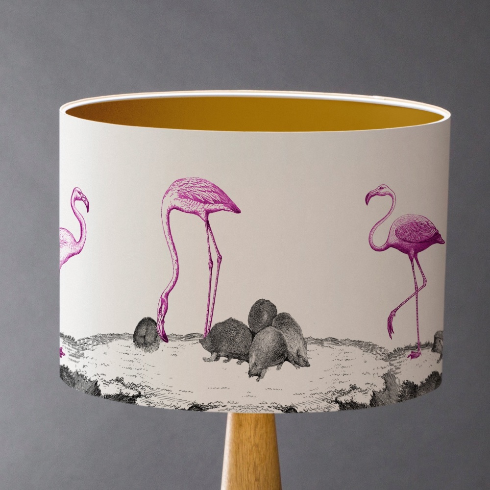 Curious Croquet - Flamingos and Hedgehogs Lampshade