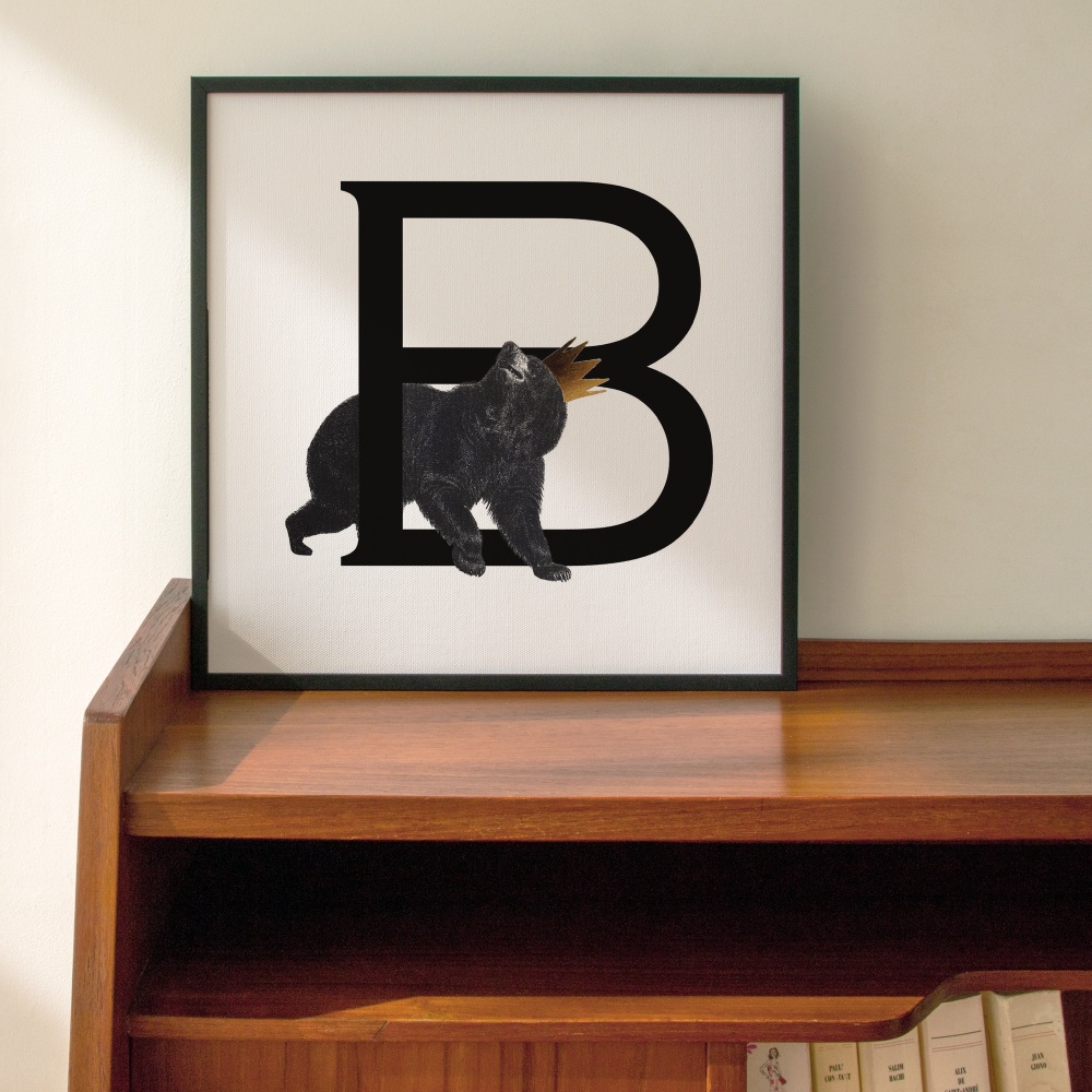 B is for Bear Personalised Initial print