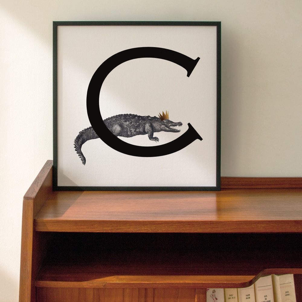 C is for Crocodile Personalised Initial print