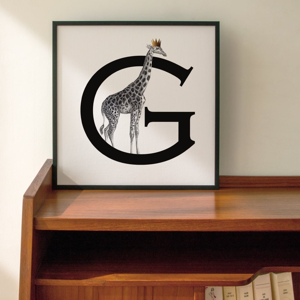 G is for Giraffe Personalised Initial print
