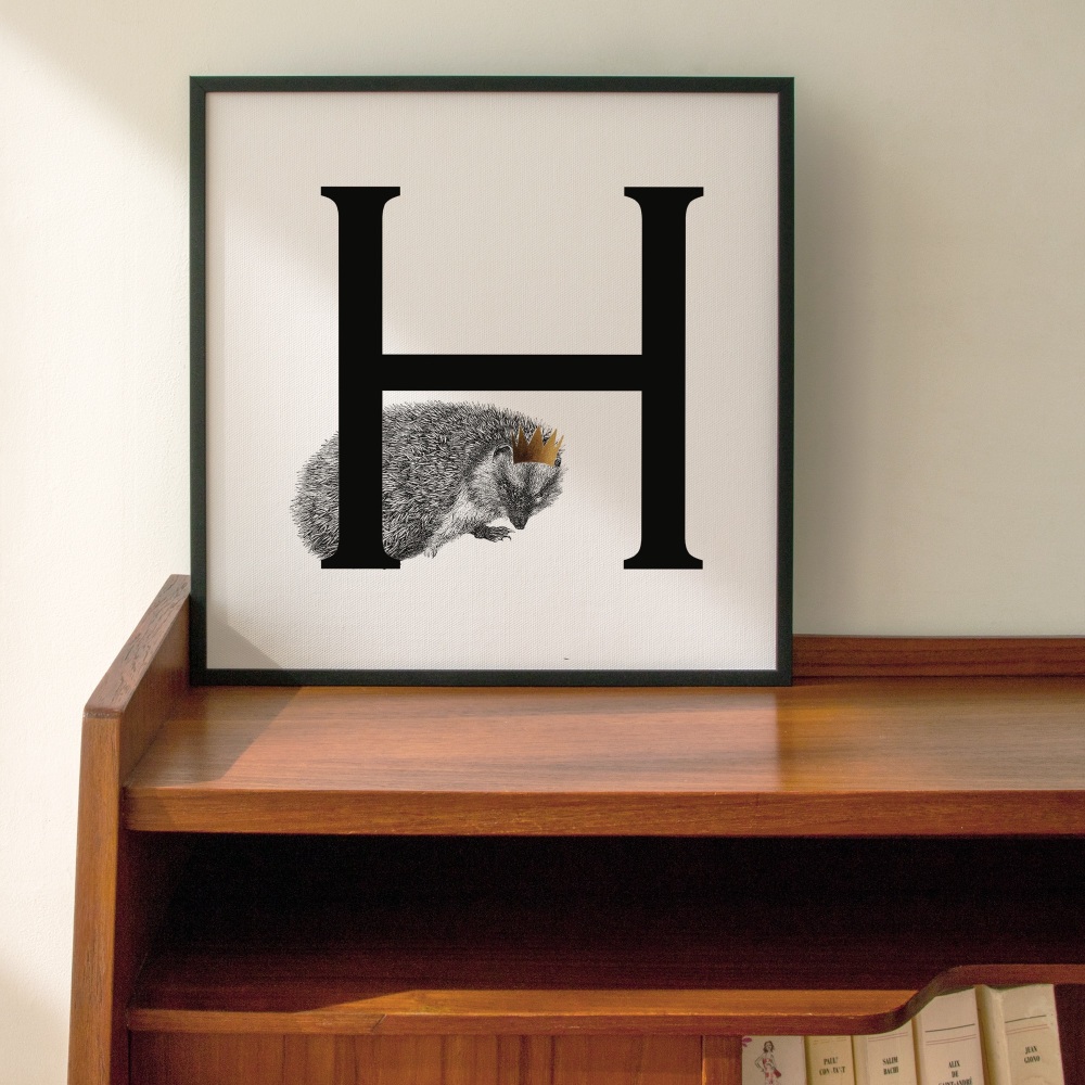 H is for Hedgehog Personalised Initial print