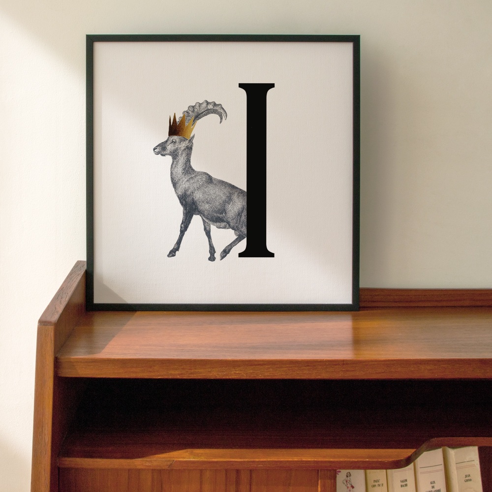 I is for Ibex Personalised Initial print