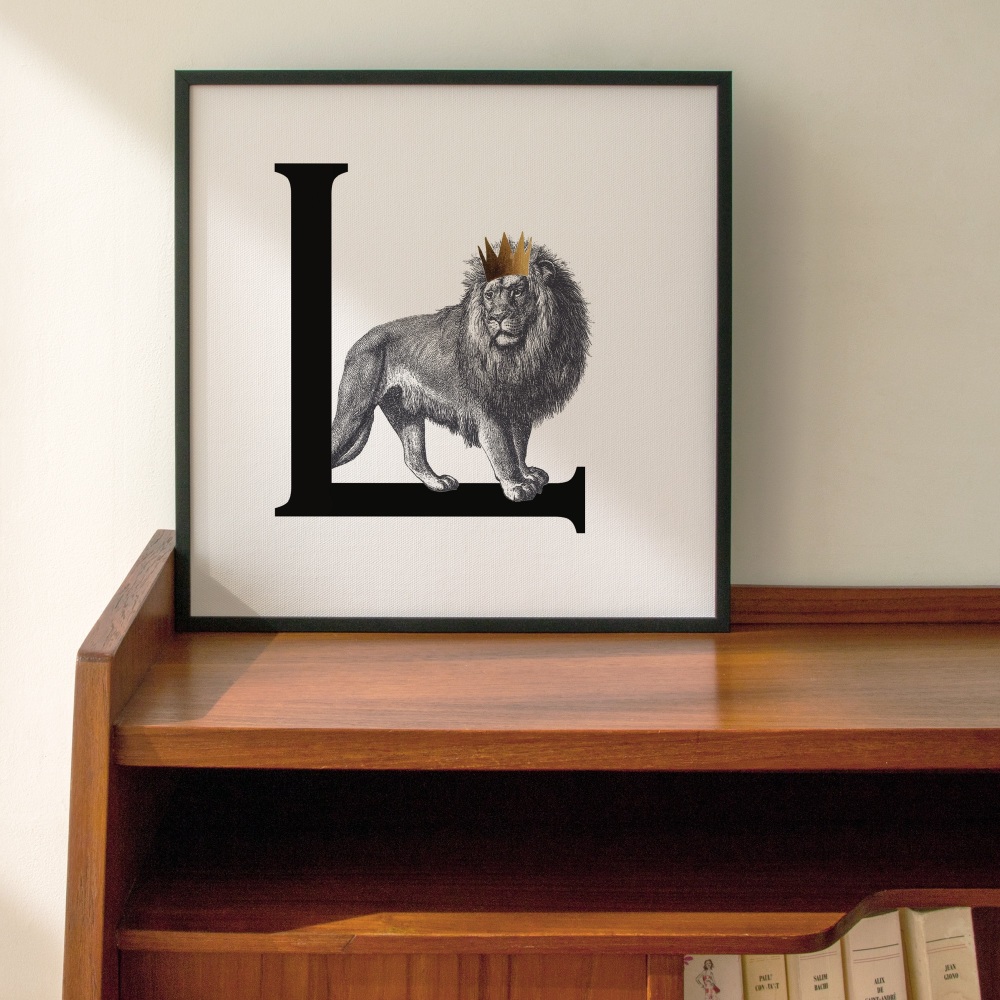 L is for Lion Personalised Initial print