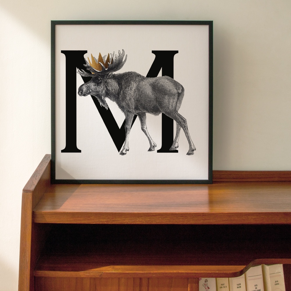 M is for Moose Personalised Initial print